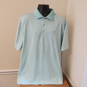 Peter Millar Summer Comfort River Bend Club Grn / Wht Striped Men's Polo Sz XL